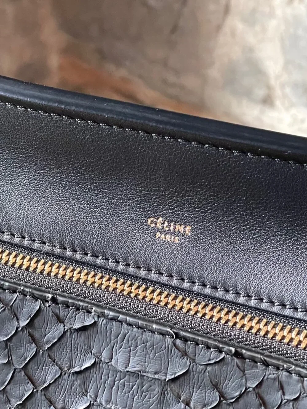 Céline Black Python Medium Edge Bag - Picture 2 of 11